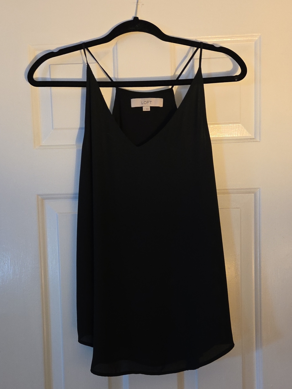 LOFT Black Double-Strap V-Neck Flowy Camisole Tank